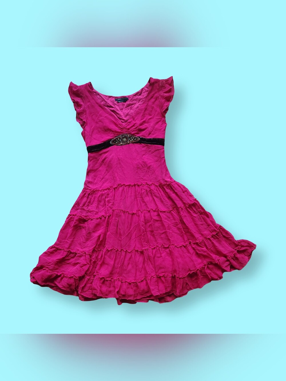 BCBG Maxazria Red Silk Dress Sz Small Chiffon Fairy Whimsigoth Fairycore Y2K Vtg